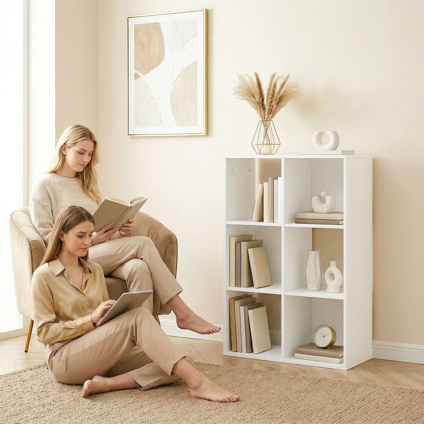 Bookshelf with 3 Shelves, White, Chipboard, Anti-Tip