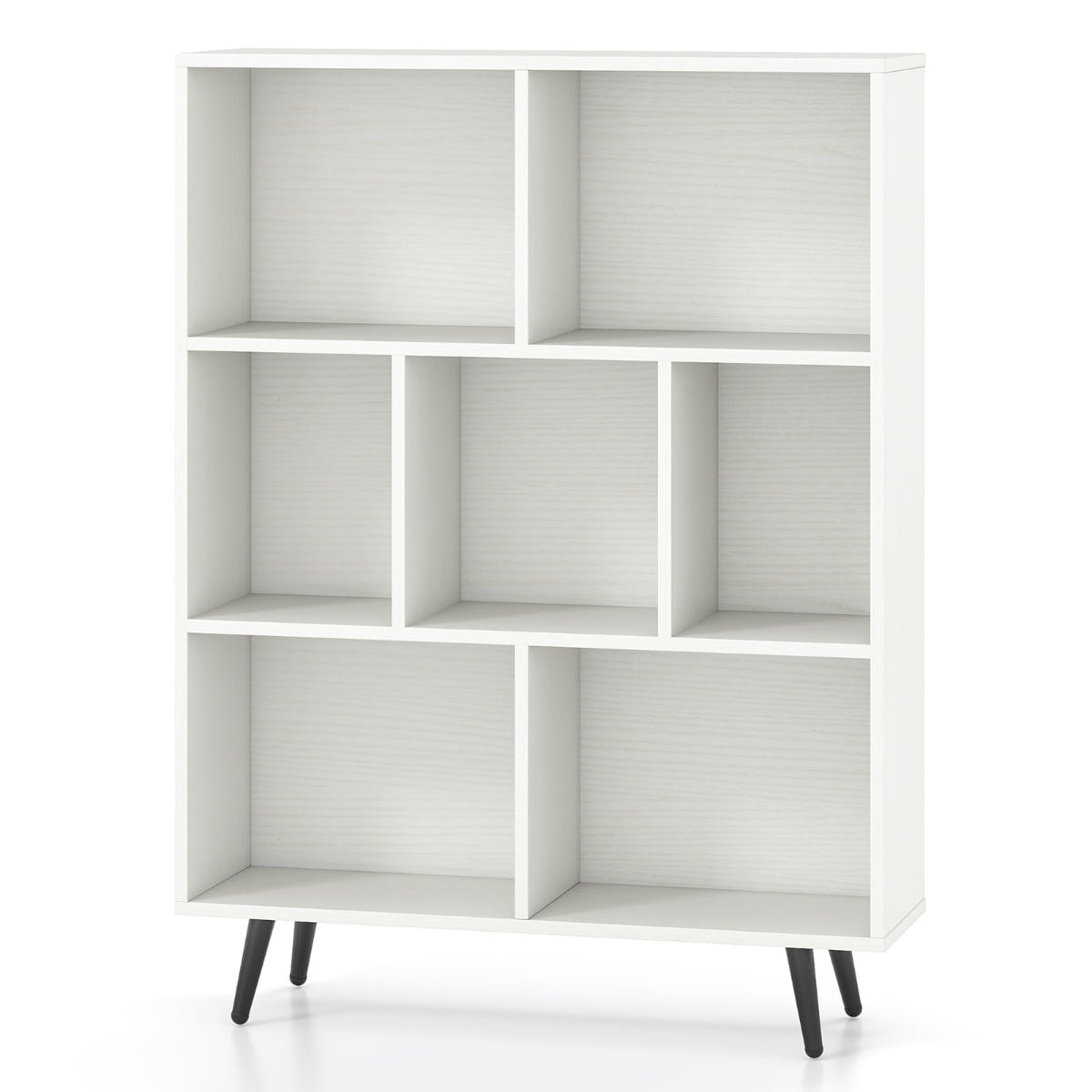 Bookshelf with 3 Tiers, Wood Legs – 80 cm, Anti-Tip Safety