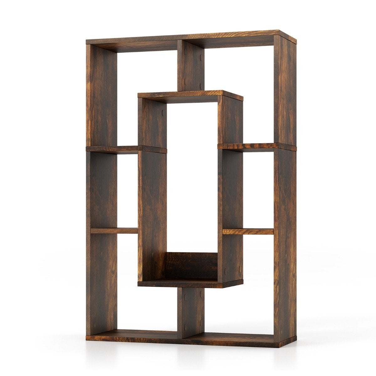 Bookshelf with 7 Compartments, Freestanding Cube Shelf, 60x20x90 cm, Coffee