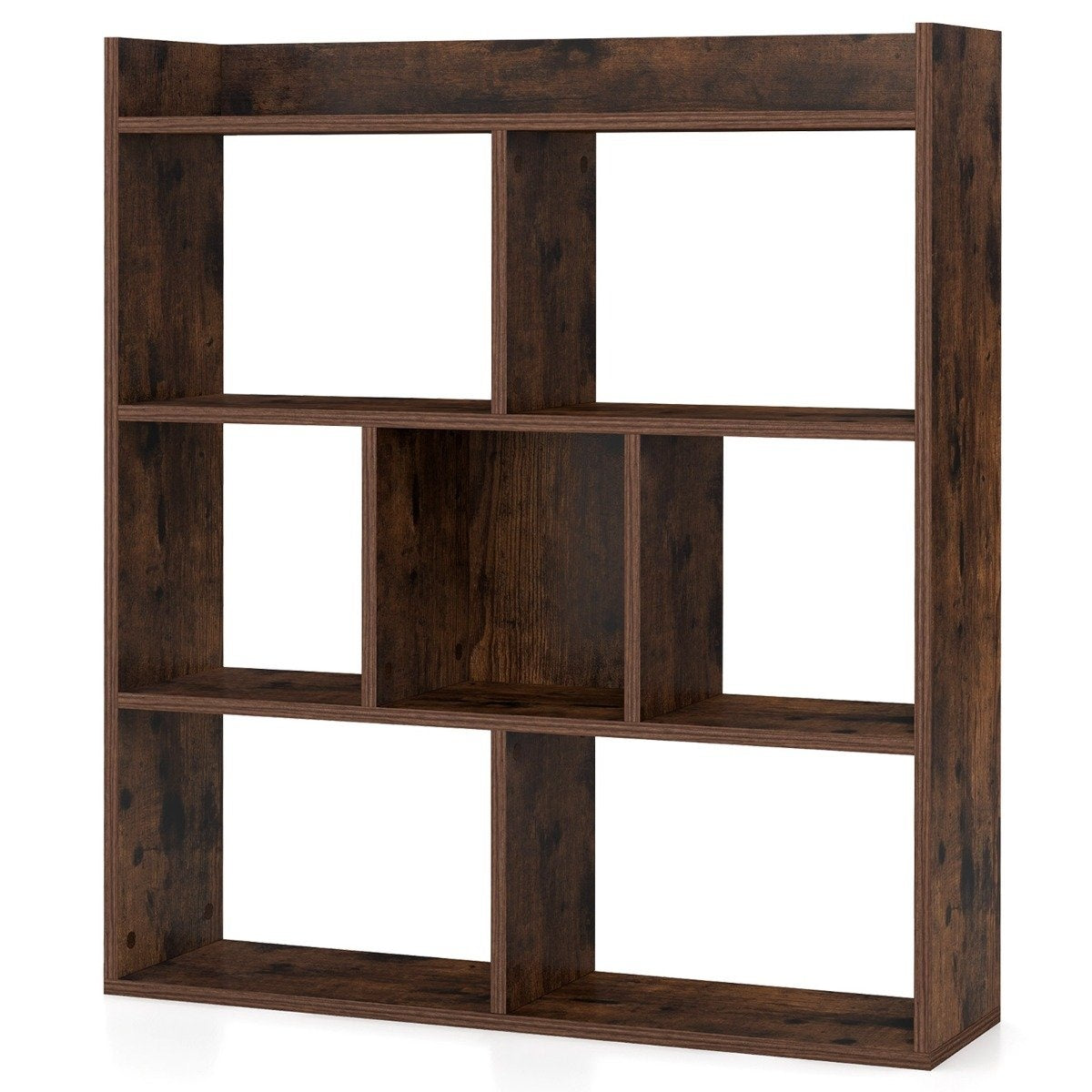 Bookshelf with 7 Cubes, 80x20x90 cm, Coffee Finish