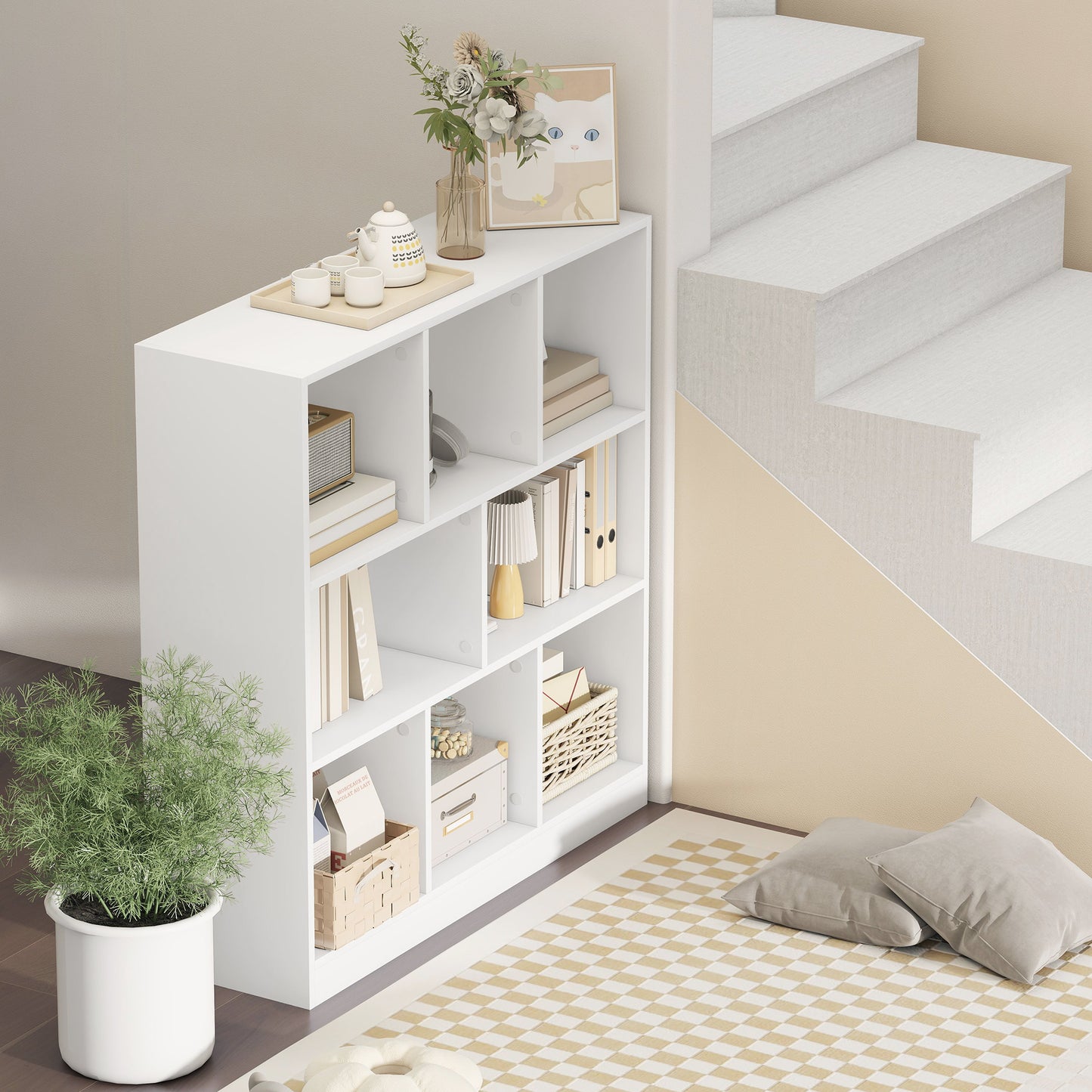Bookshelf with 8 Shelves, 97.5 x 30 x 100 cm, White