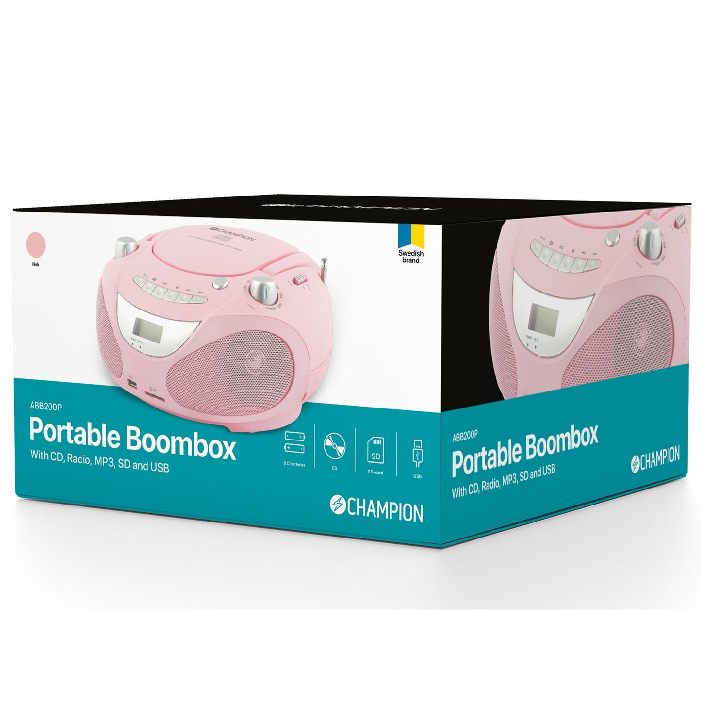 Boombox CD/Radio/MP3/USB Pink