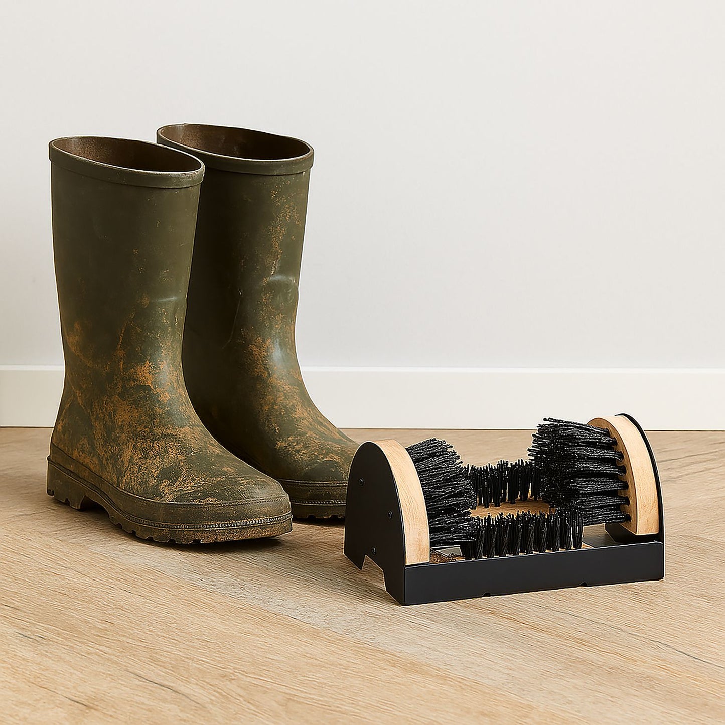 Boot Scraper with Triple-Sided Cleaning Brushes