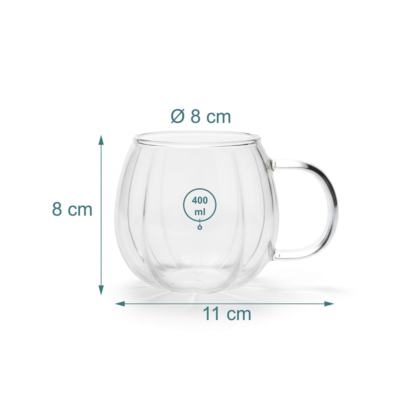 Borosilicate Glass Cups with Handles, Set of 6