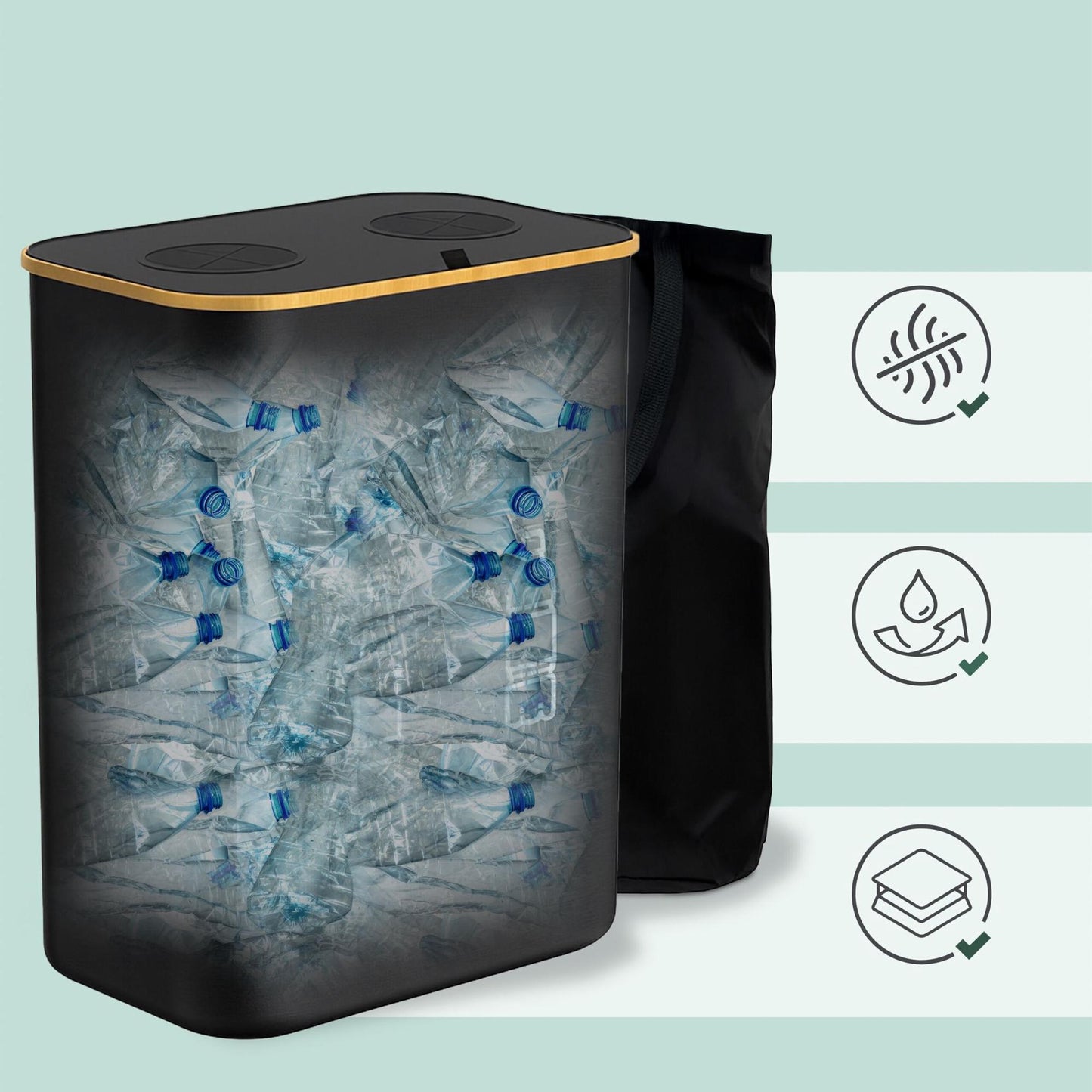 Bottle Collector with 2 Removable Bags, 160L Capacity