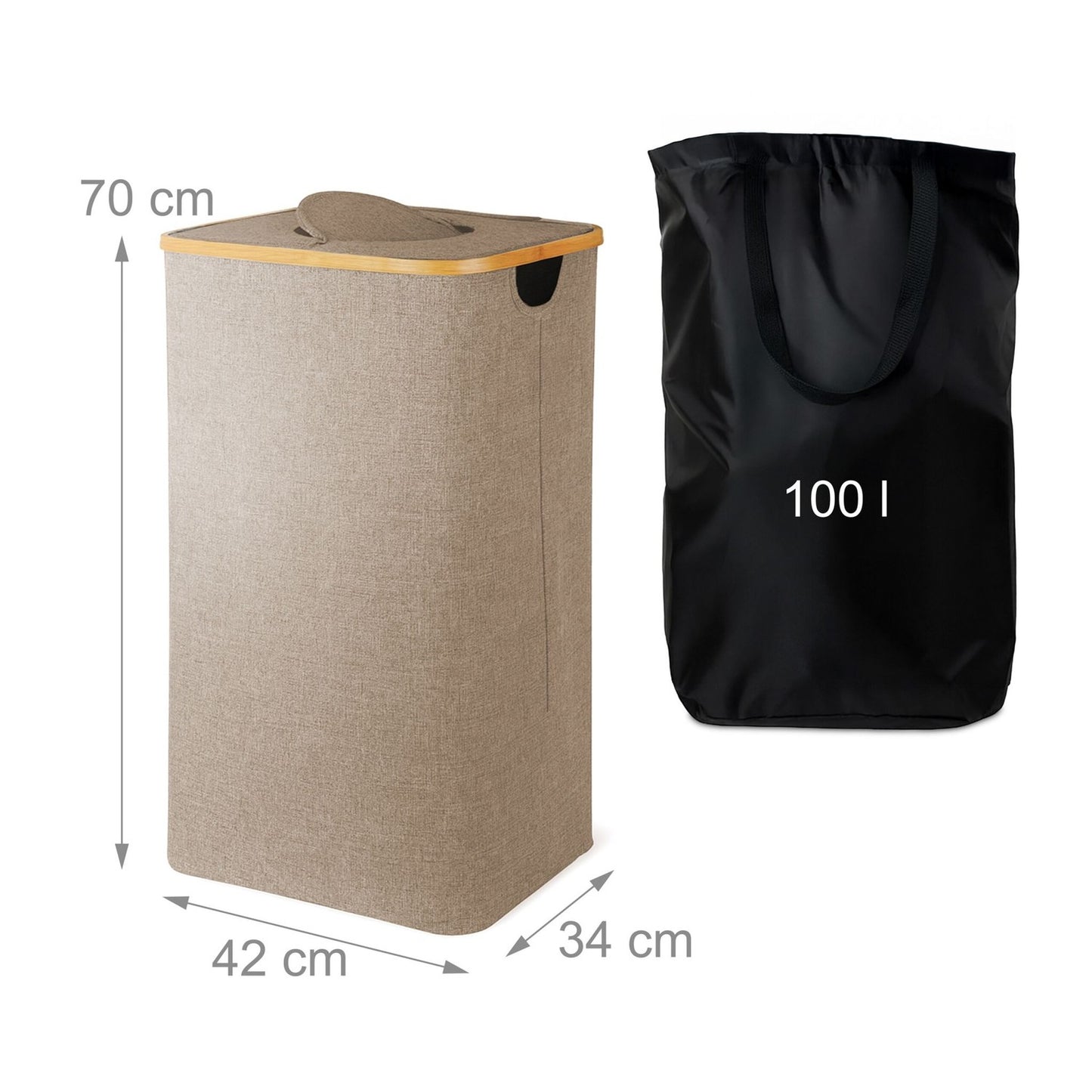 Bottle Collector with Lid, 100L Capacity, Removable Bag