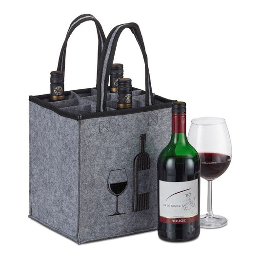 Bottle bag in felt for 9 wine bottles