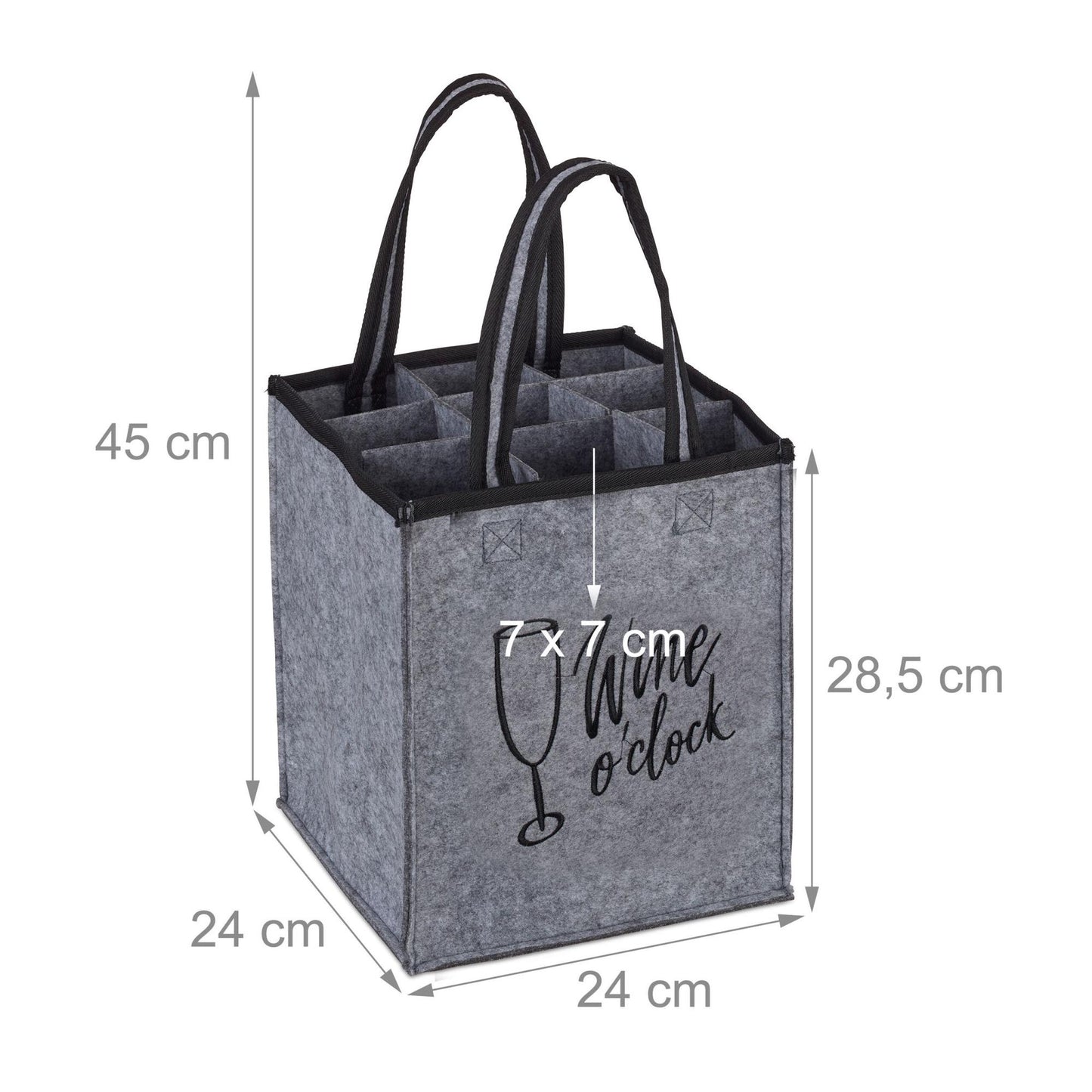 Bottle bag in felt for 9 wine bottles