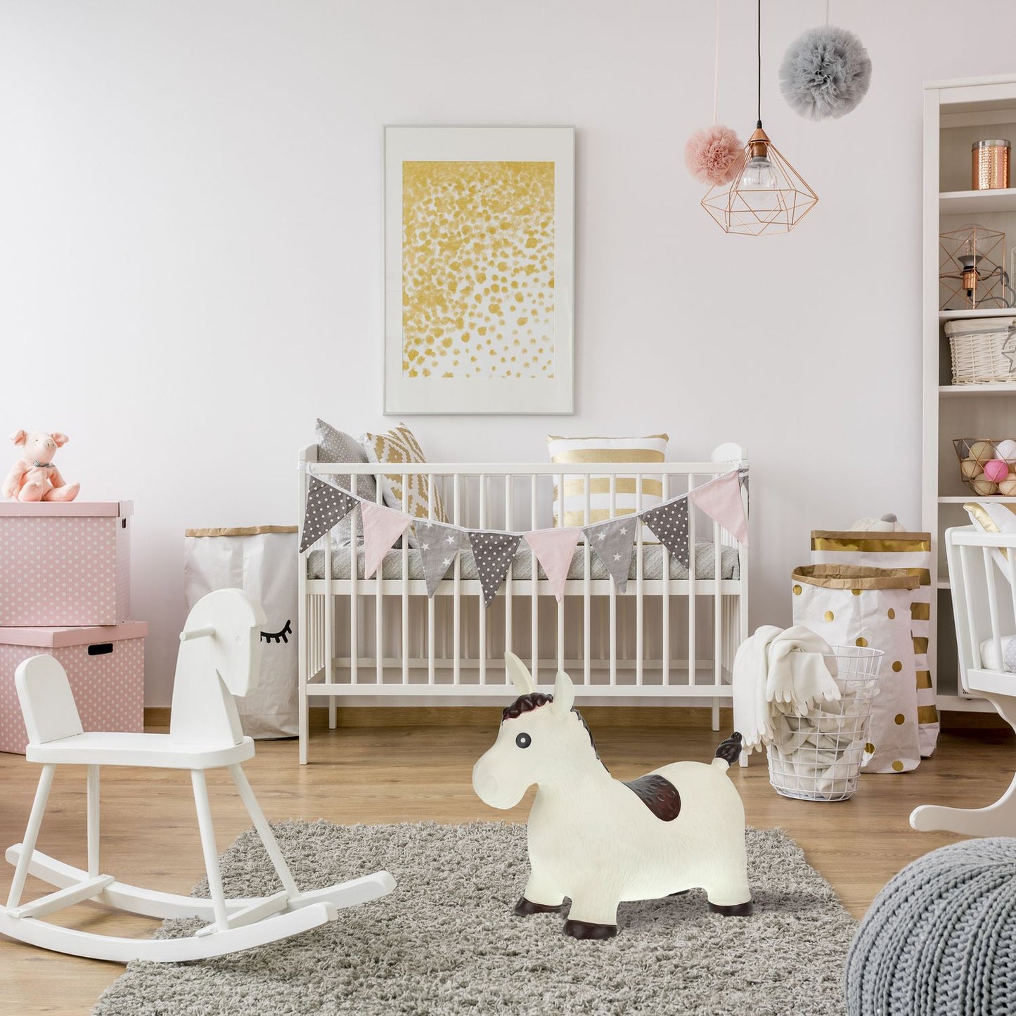Bouncing animal Horse in white