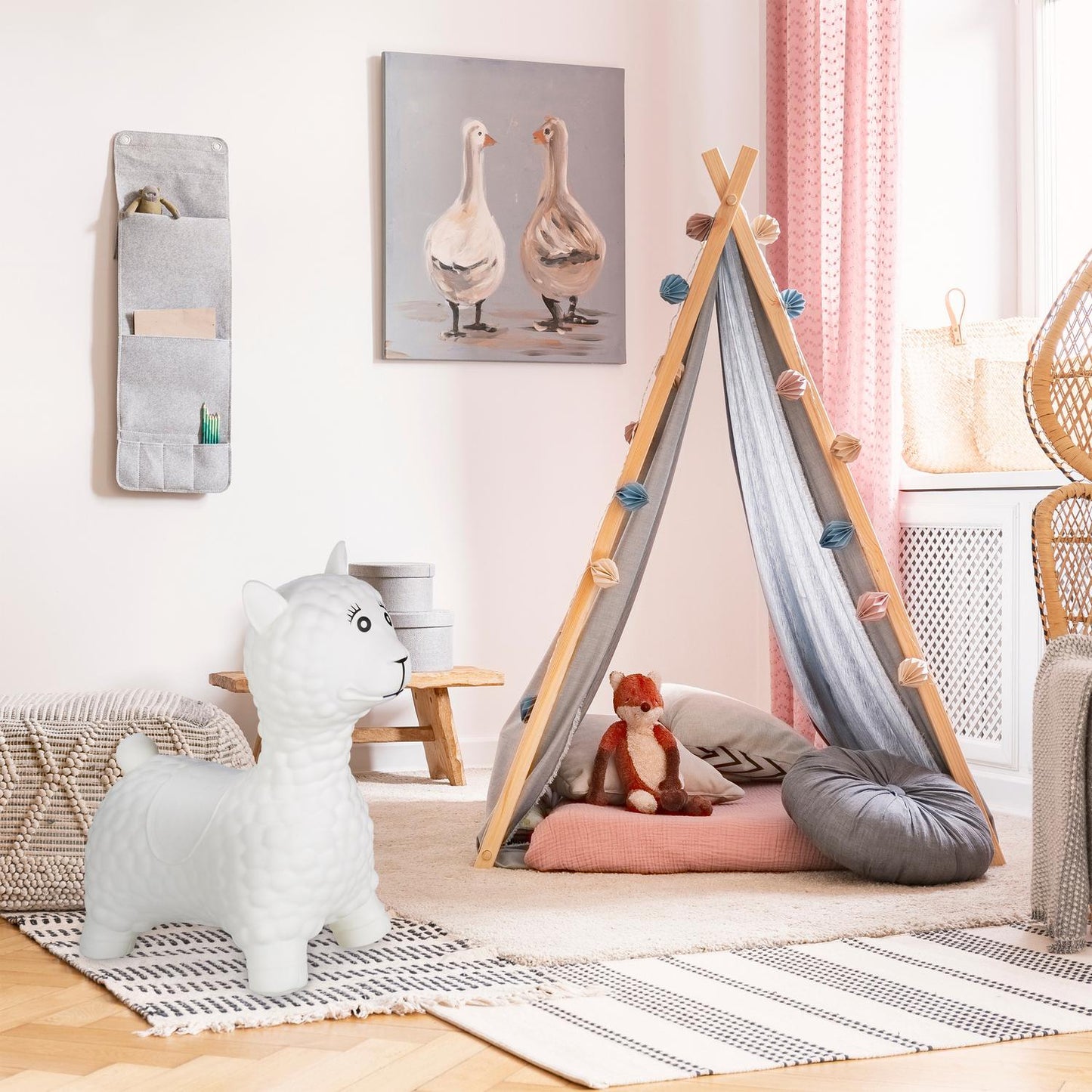 Bouncy Animal Llama in cream white