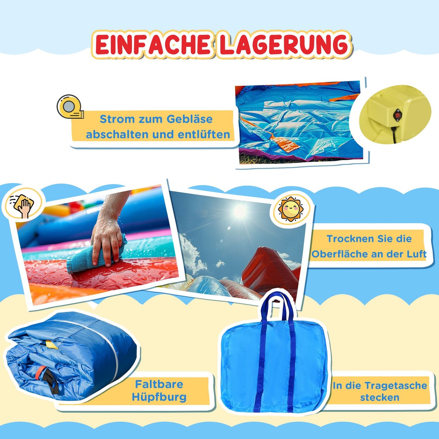 Inflatable bouncy castle for children with slide and net, 300x180x160 cm
