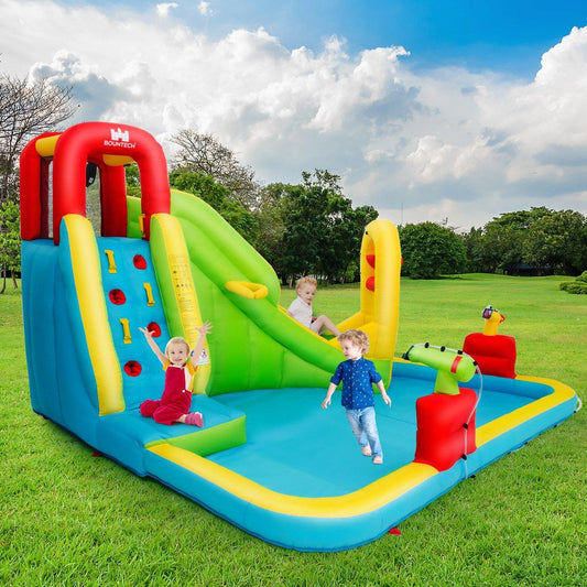 Bouncy Castle Inflatable Play Pool Water Park Paddling Pool with Slide 400 x 335 x 230 cm Colored