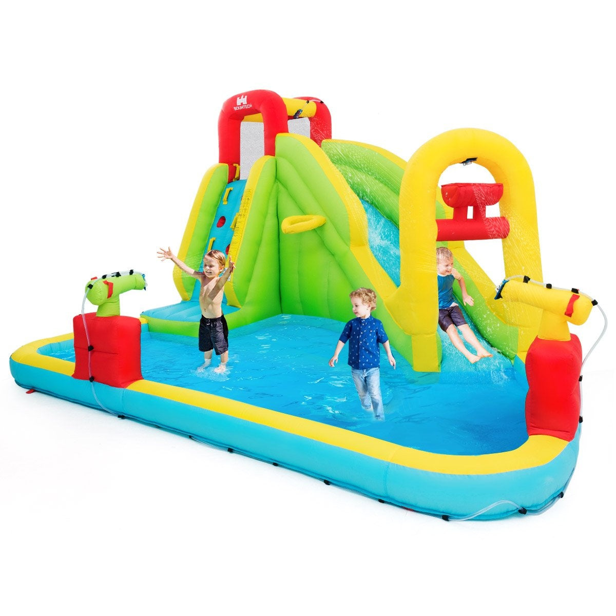 Bouncy Castle Inflatable Play Pool Water Park Paddling Pool with Slide 400 x 335 x 230 cm Colored
