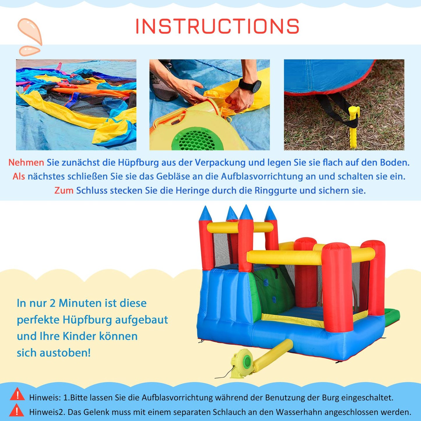 Inflatable bouncy castle with slide - XXL, for ages 3-8