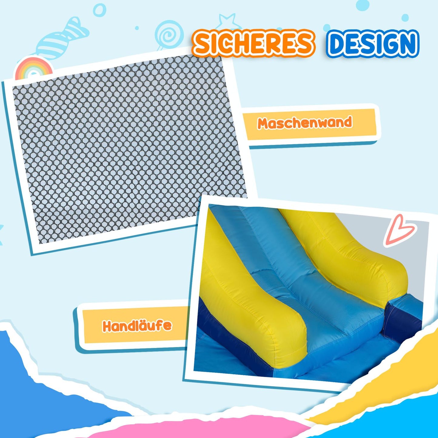 Inflatable bouncy castle with slide and climbing wall, 3-8 years