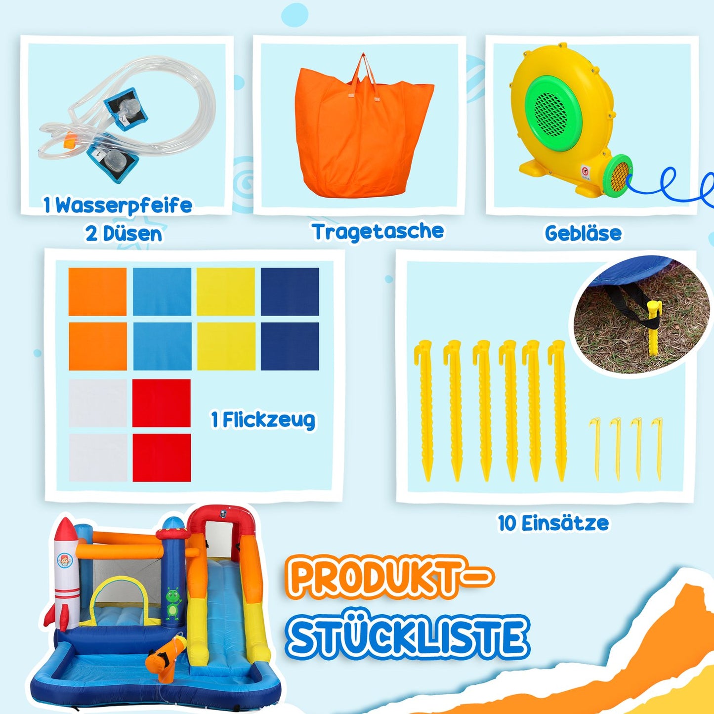Inflatable bouncy castle with slide and climbing wall, 3-8 years
