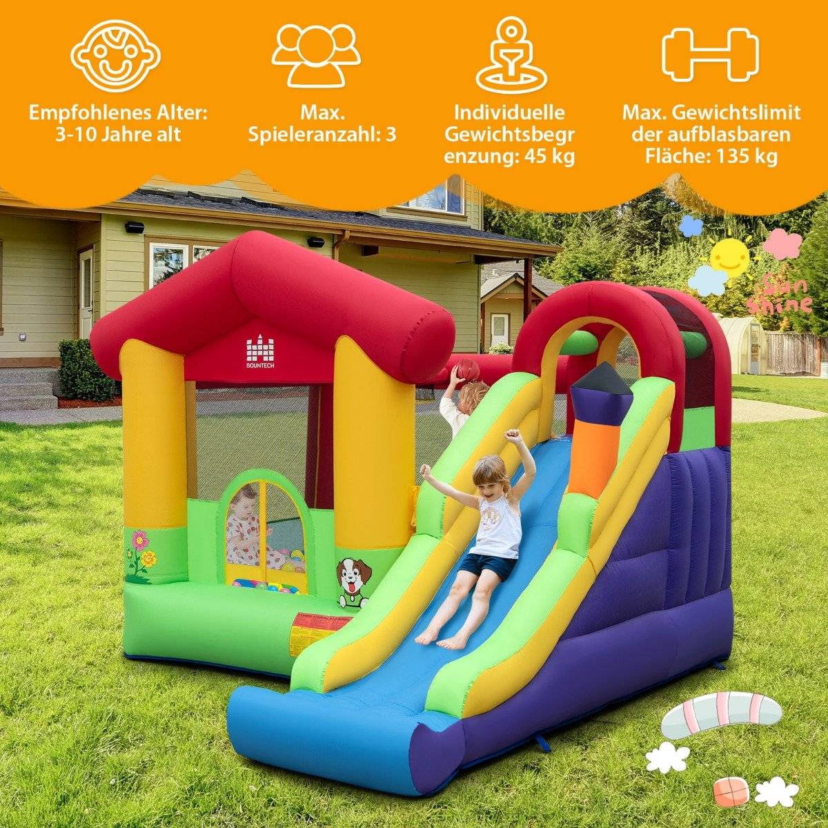 Bouncy castle Inflatable play castle for children with slide 325 x 290 x 205 cm