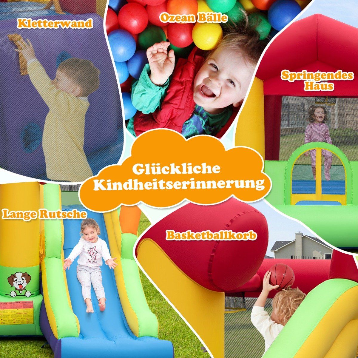 Bouncy castle Inflatable play castle for children with slide 325 x 290 x 205 cm