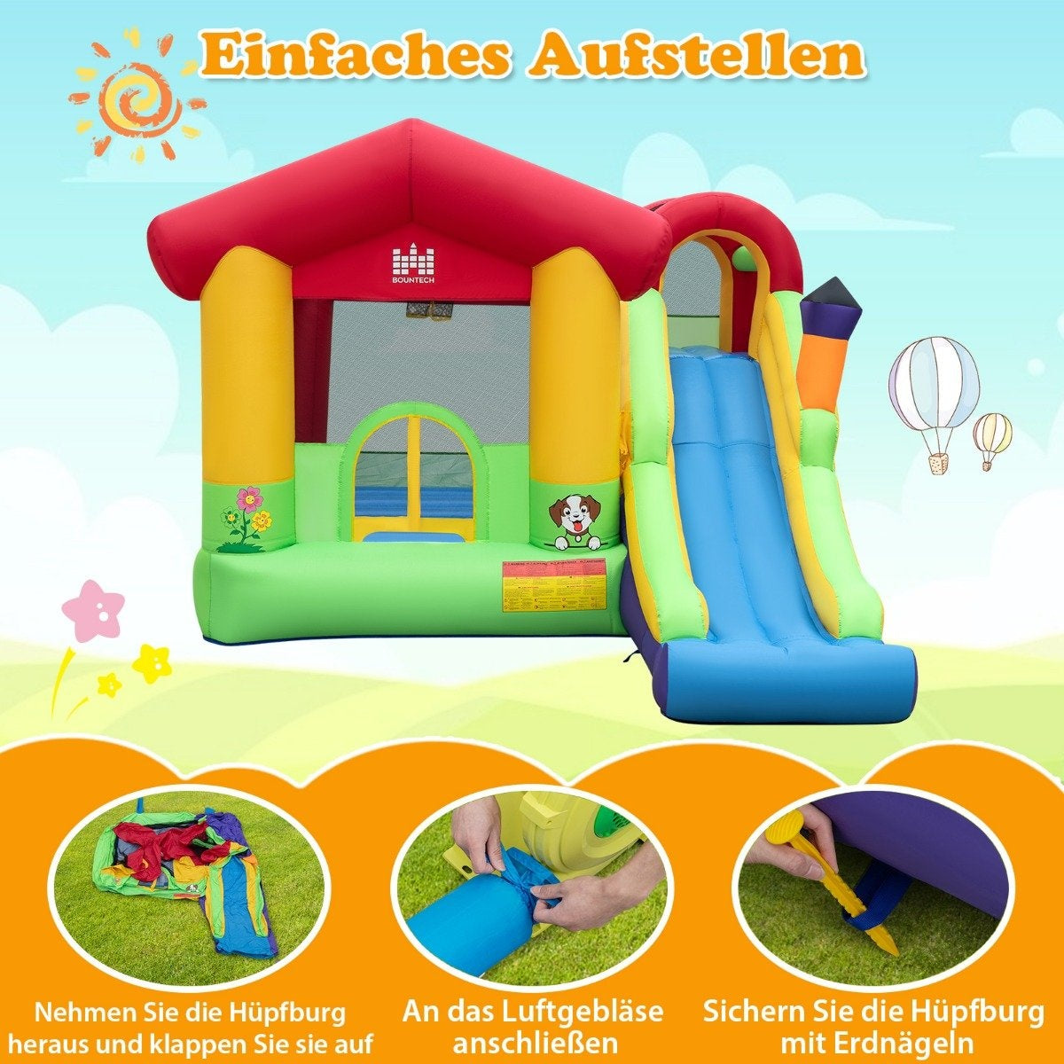 Bouncy castle Inflatable play castle for children with slide 325 x 290 x 205 cm