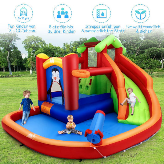 Bouncy castle water park with slide & paddling pool 370 x 300 x 190 cm red