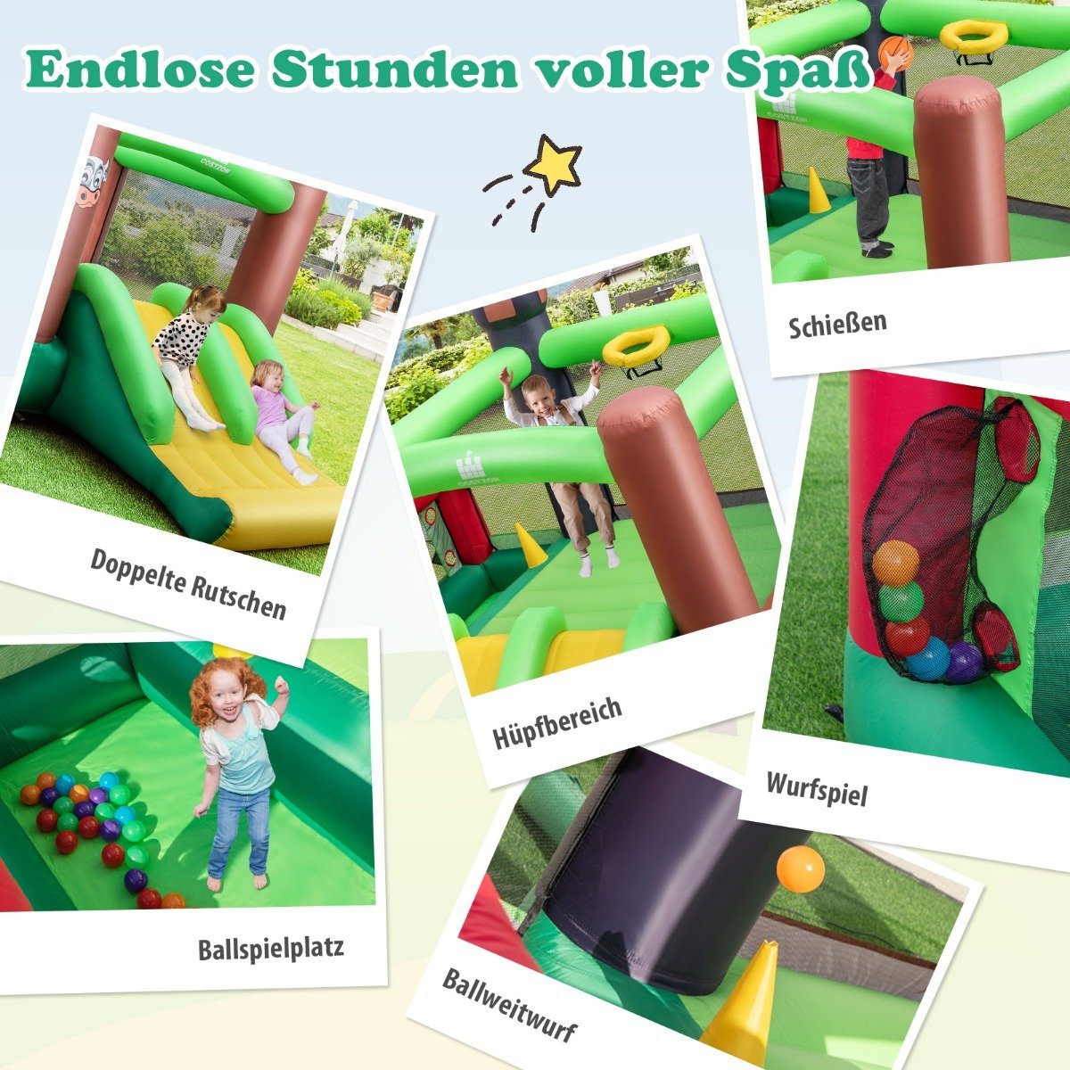 Bouncy castle with blower Inflatable bouncy castle with double slides 356 x 330 x 220 cm