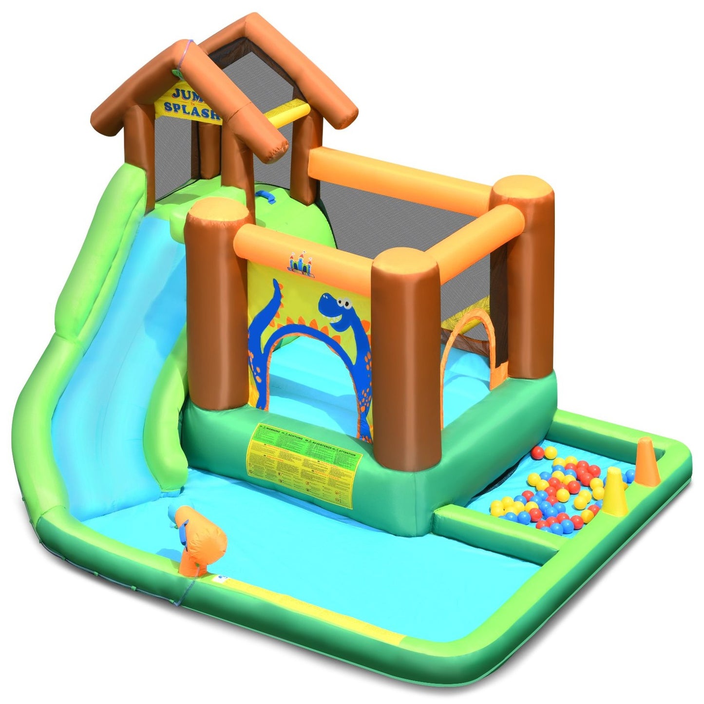 Bouncy castle with blower Inflatable water slide park with slide 368 x 303 x 230 cm Colorful