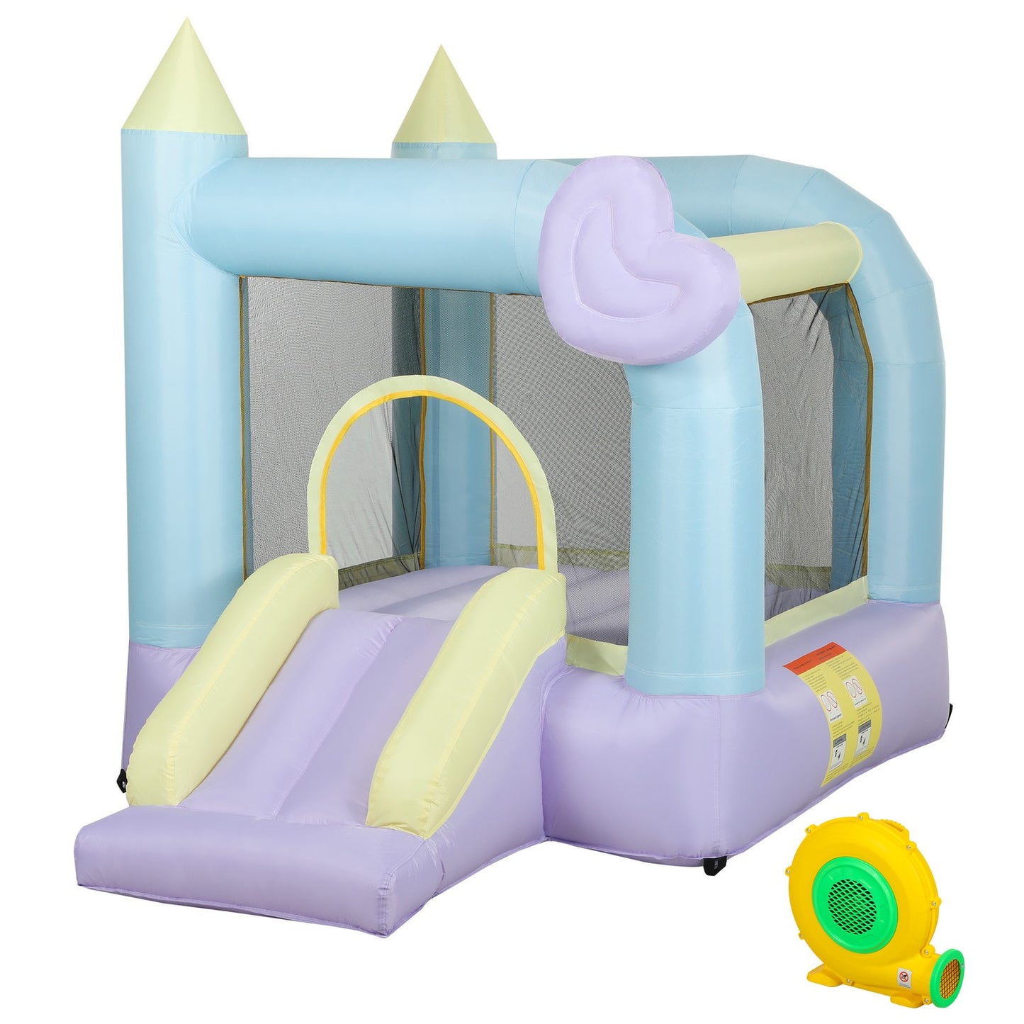 Inflatable bouncy castle with slide and fan for children 3-8 years