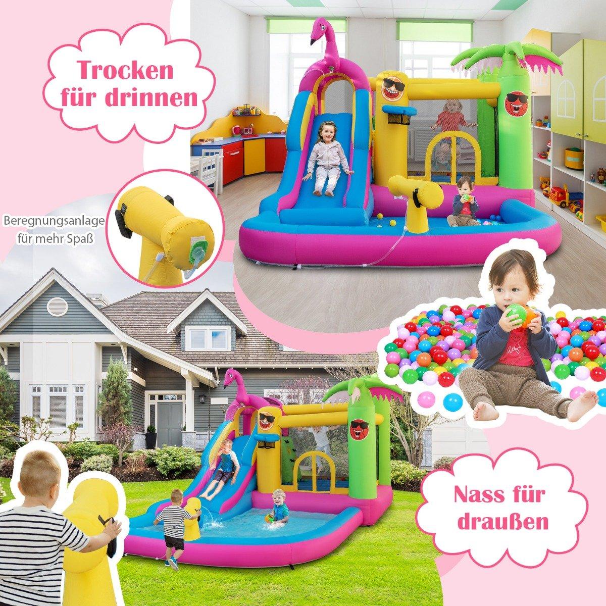 Bouncy castle with blower water park in flamingo theme 450 x 300 x 260 cm