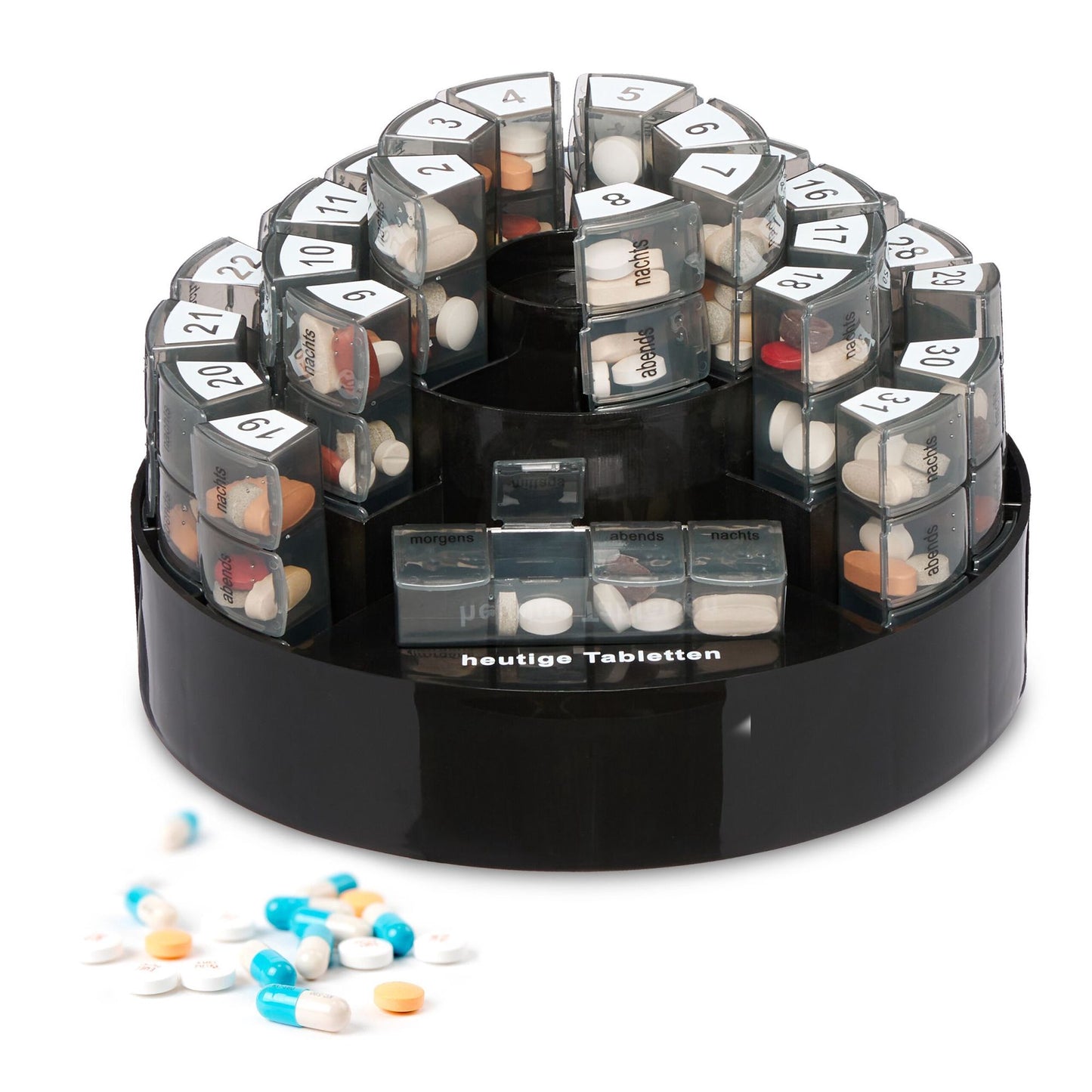 Box for tablets 31 days 4 compartments