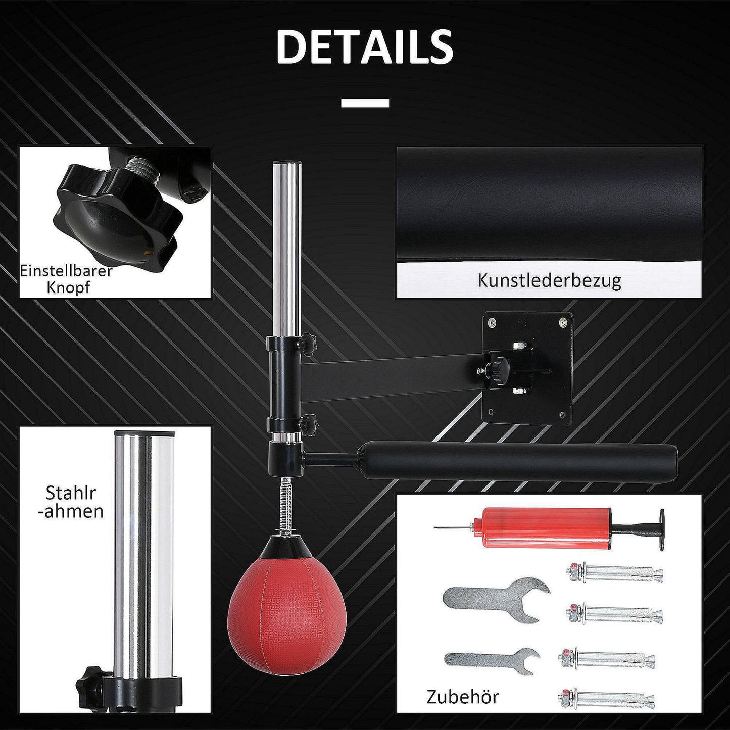 Boxing frame with foldable reflex bar, height adjustable