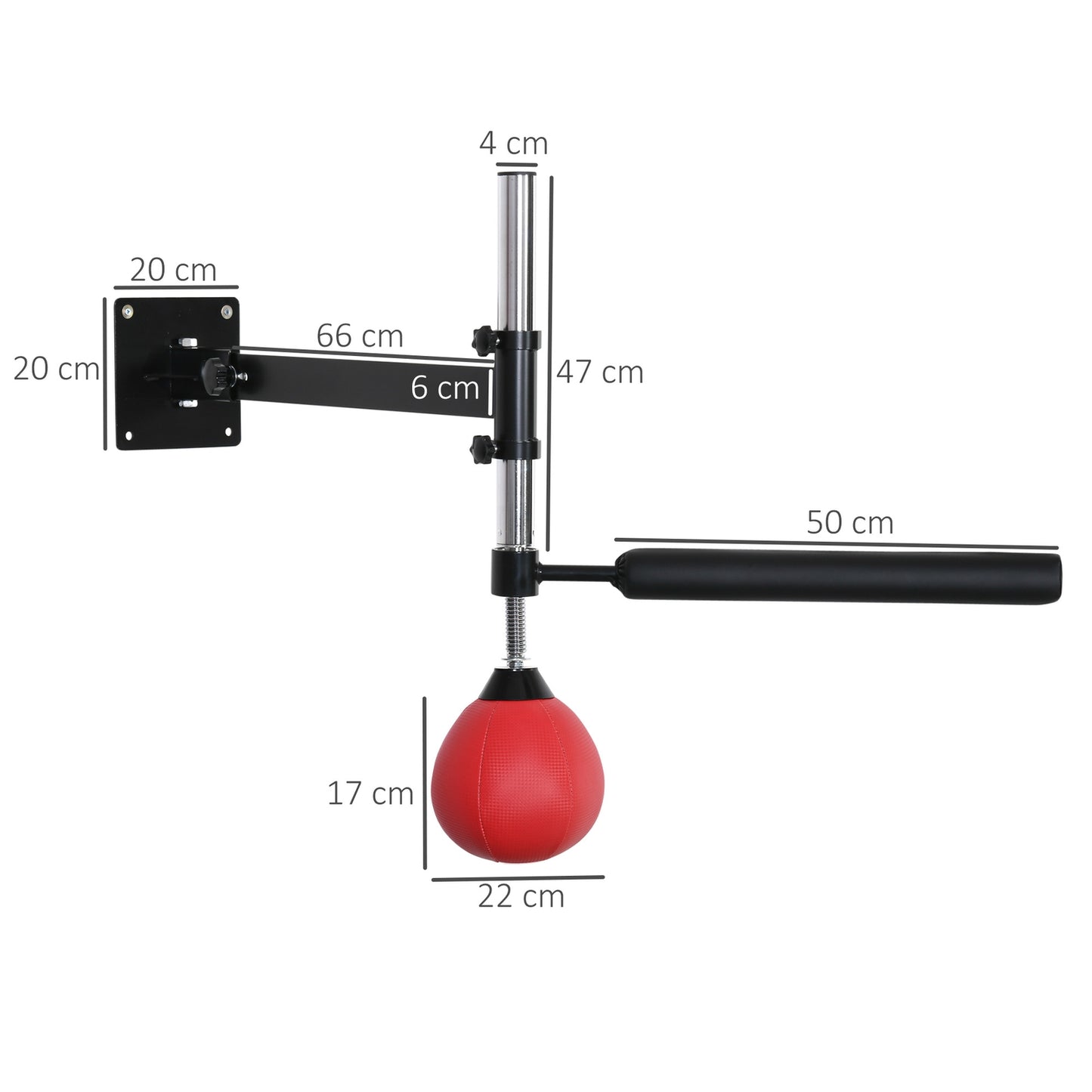 Boxing frame with foldable reflex bar, height adjustable