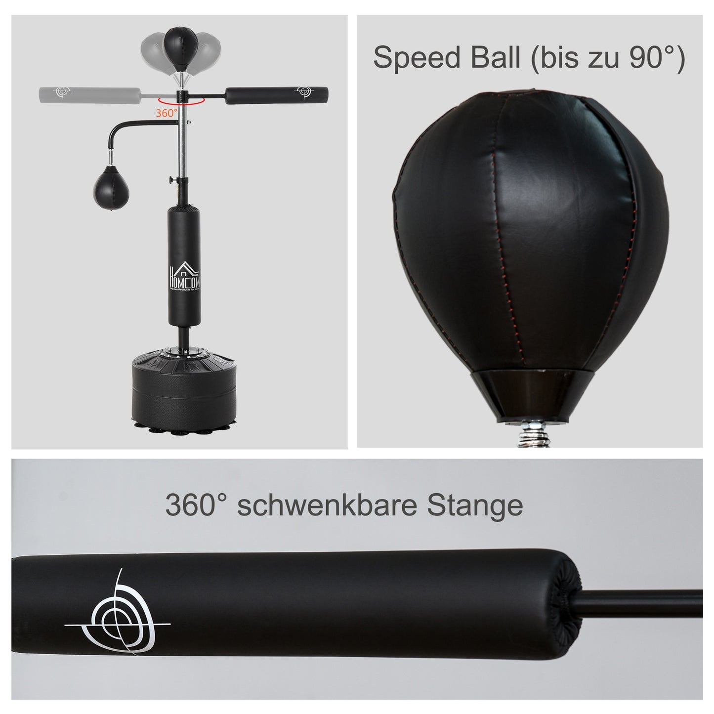 Adjustable boxing trainer rack, reflex bar and speed balls