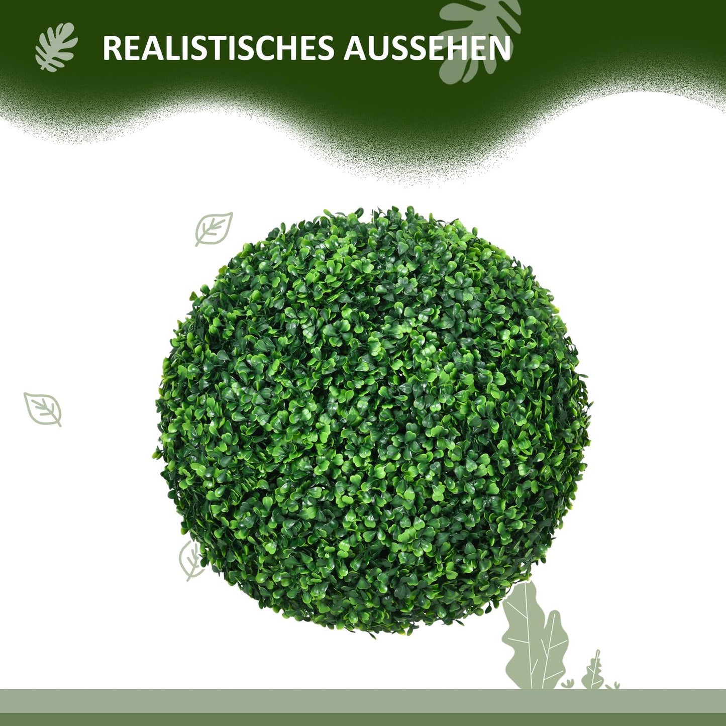 Artificial Boxwood Balls, Set of 2 - UV Resistant, Green