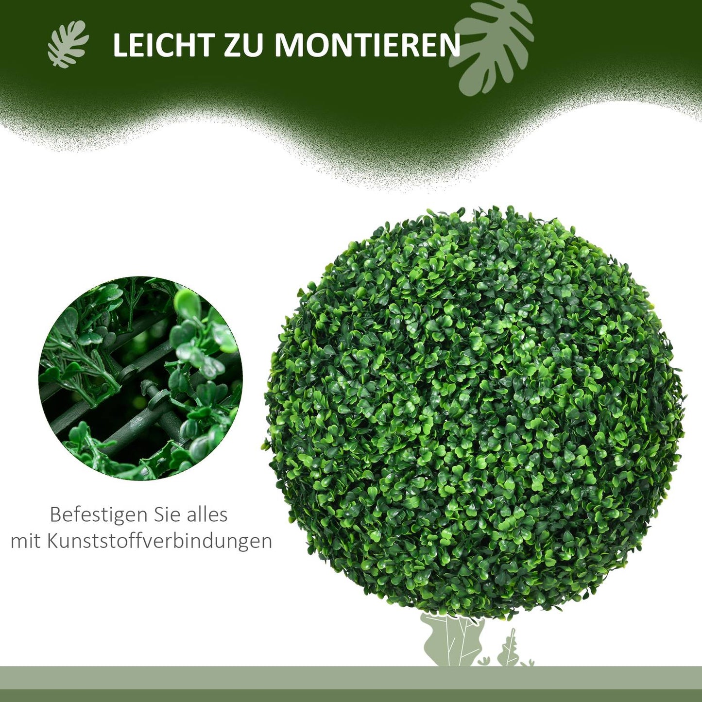 Artificial Boxwood Balls, Set of 2 - UV Resistant, Green
