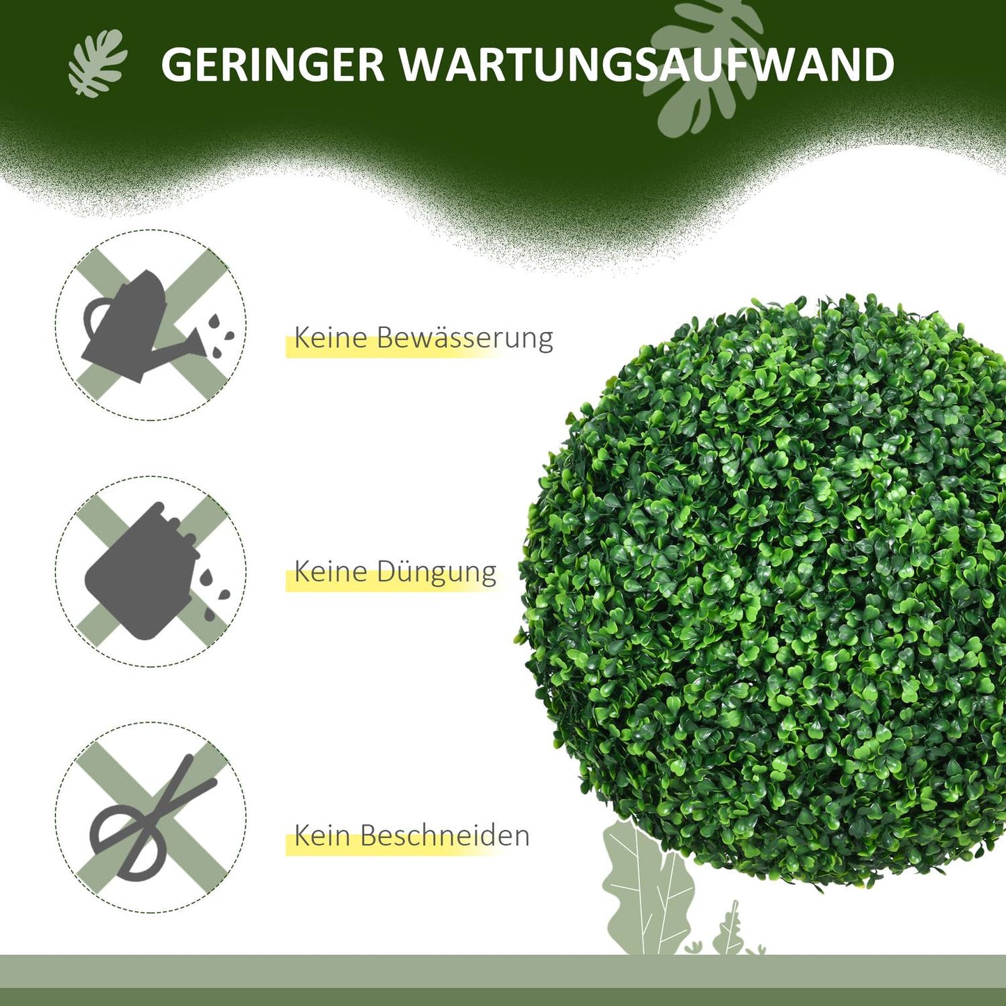Artificial Boxwood Balls, Set of 2 - UV Resistant, Green