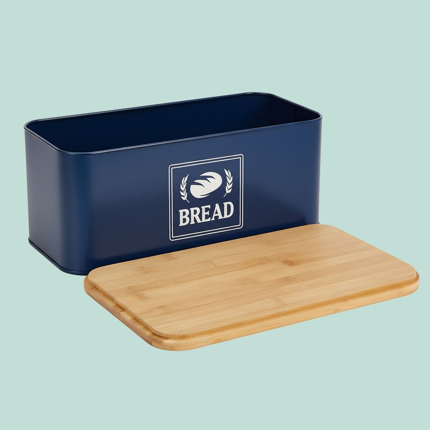 Bread Bin with Bamboo Lid – Retro Design, Metal Casing