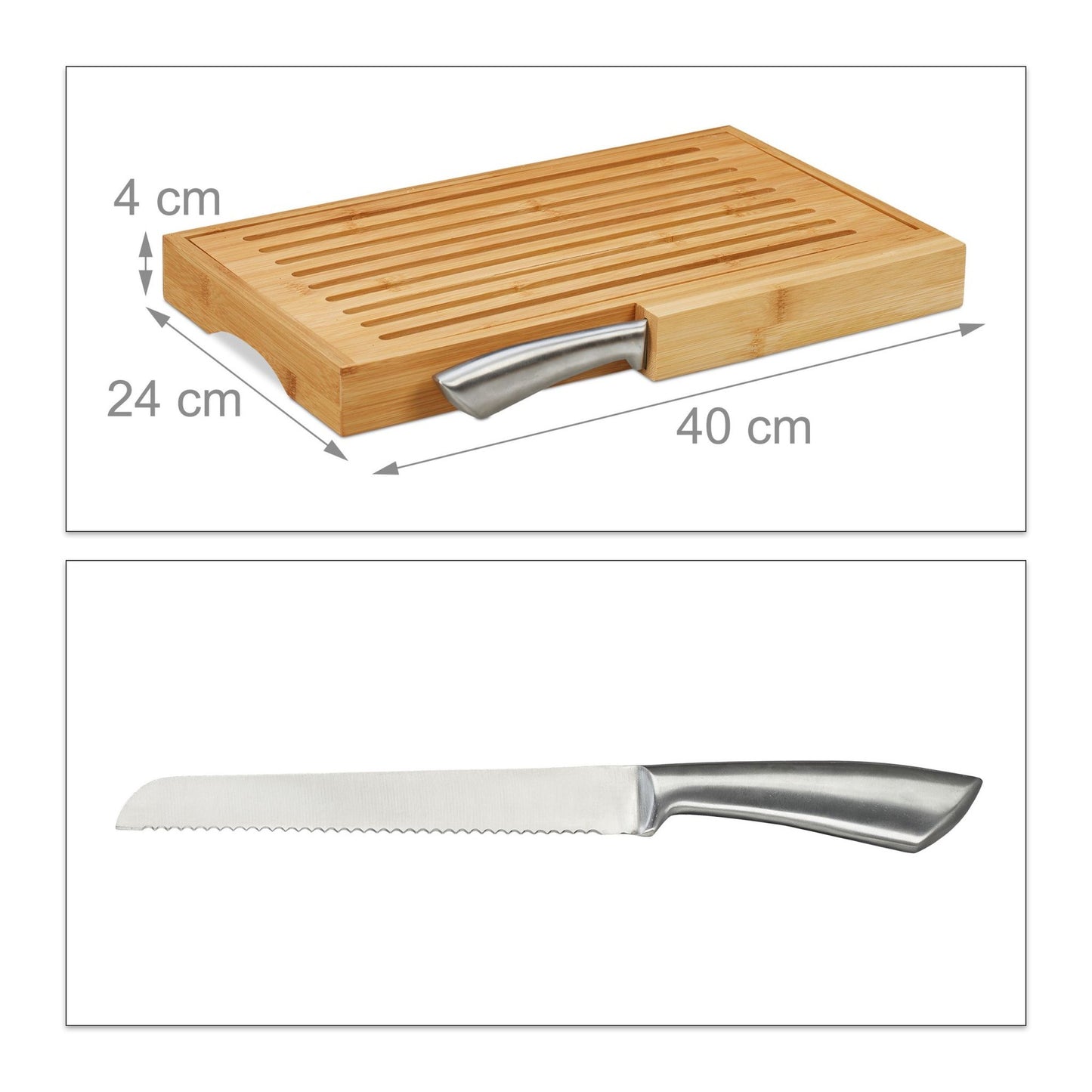 Bread cutting board with knife