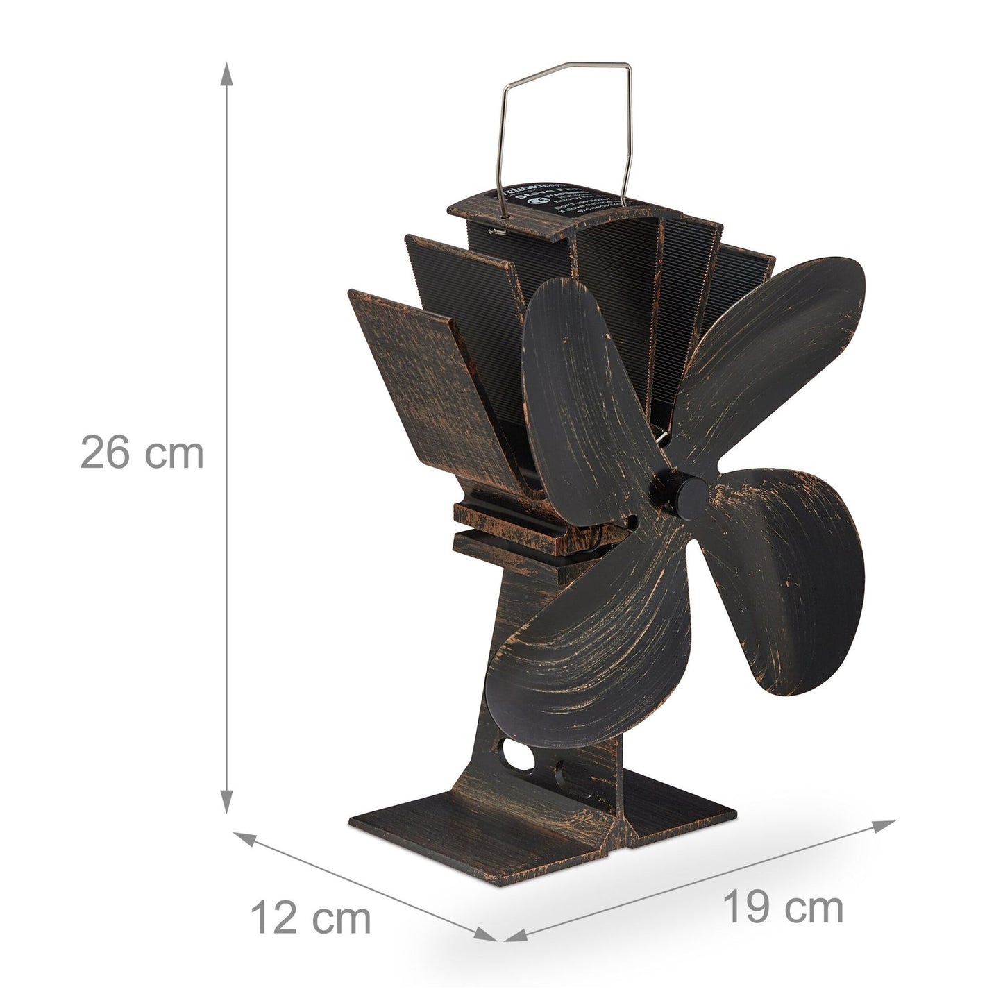 Bronze colored stove fan without electricity