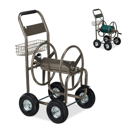 Brown 4 Wheel Hose Trolley
