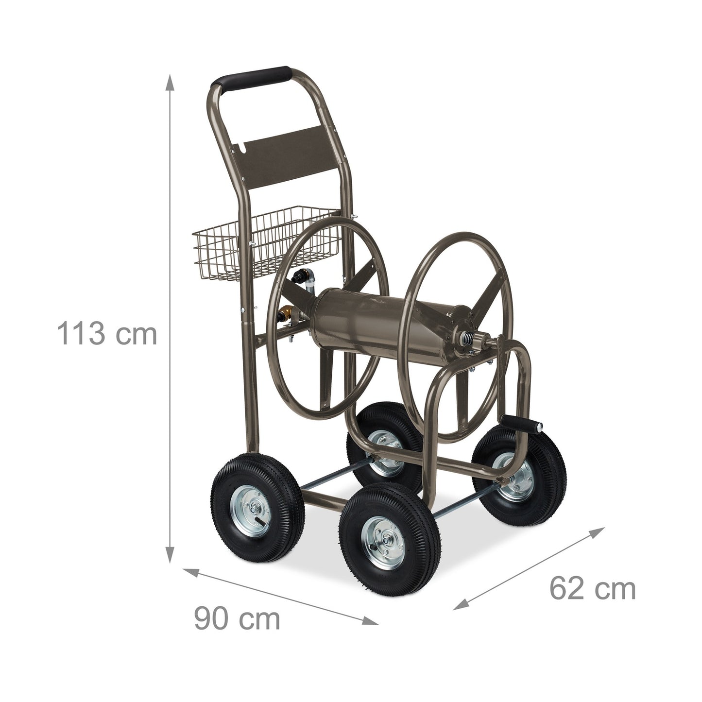 Brown 4 Wheel Hose Trolley