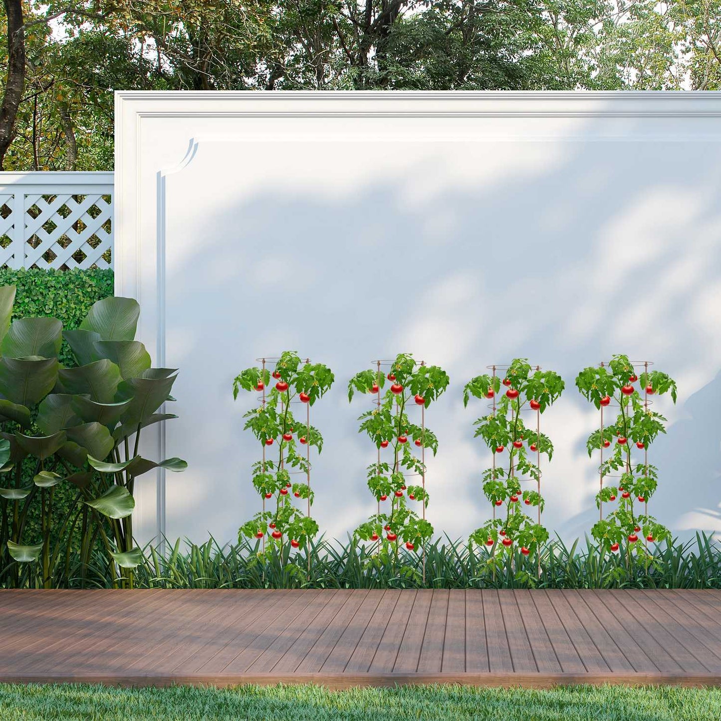 Brown Plant Supports with Rings, 120 cm