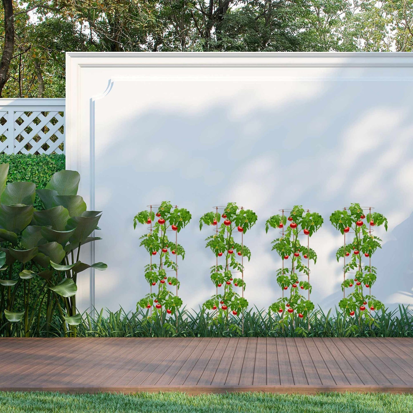 Brown Plant Supports with Rings, 120 cm