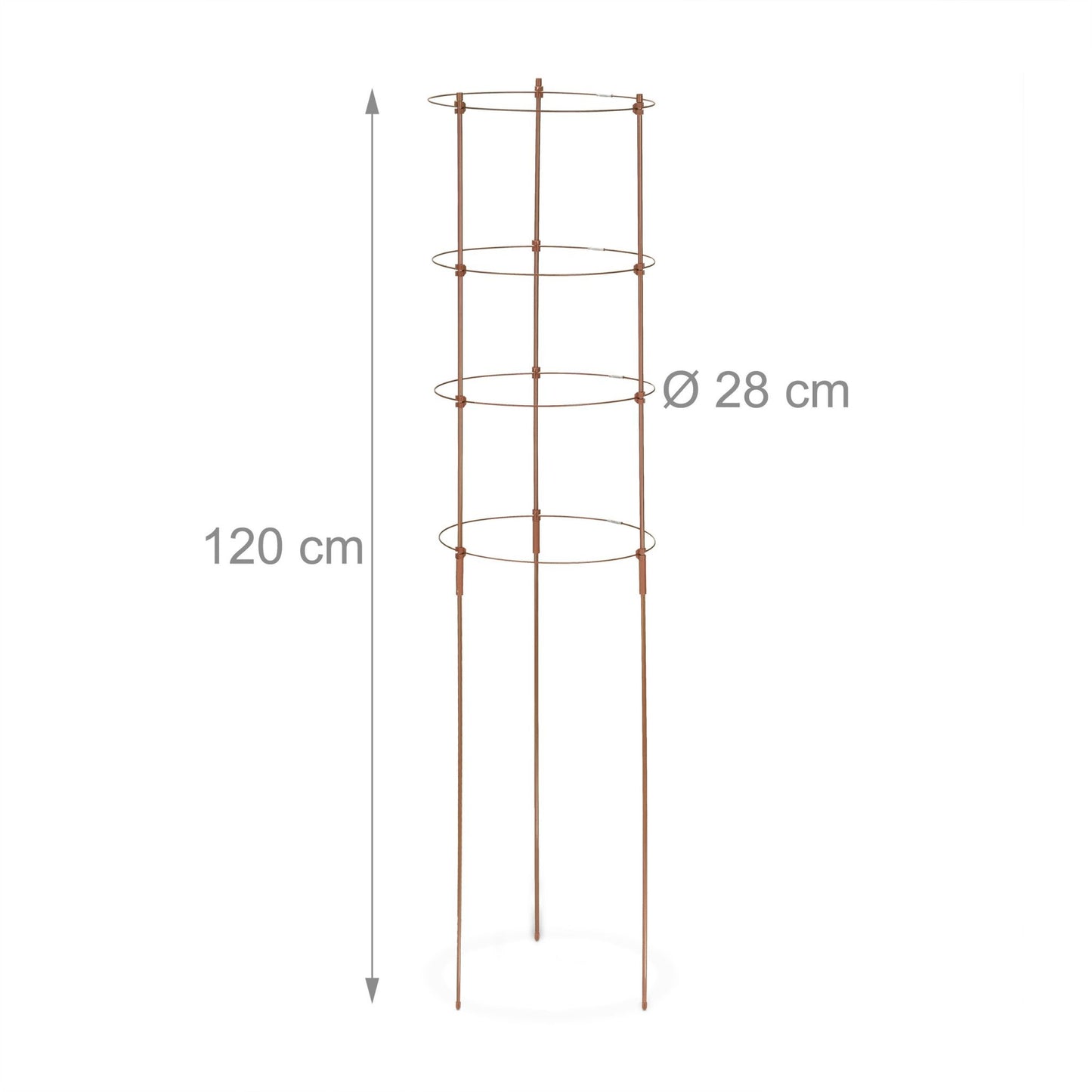 Brown Plant Supports with Rings, 120 cm