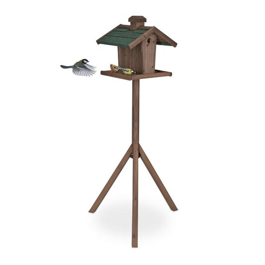 Brown bird table on pole