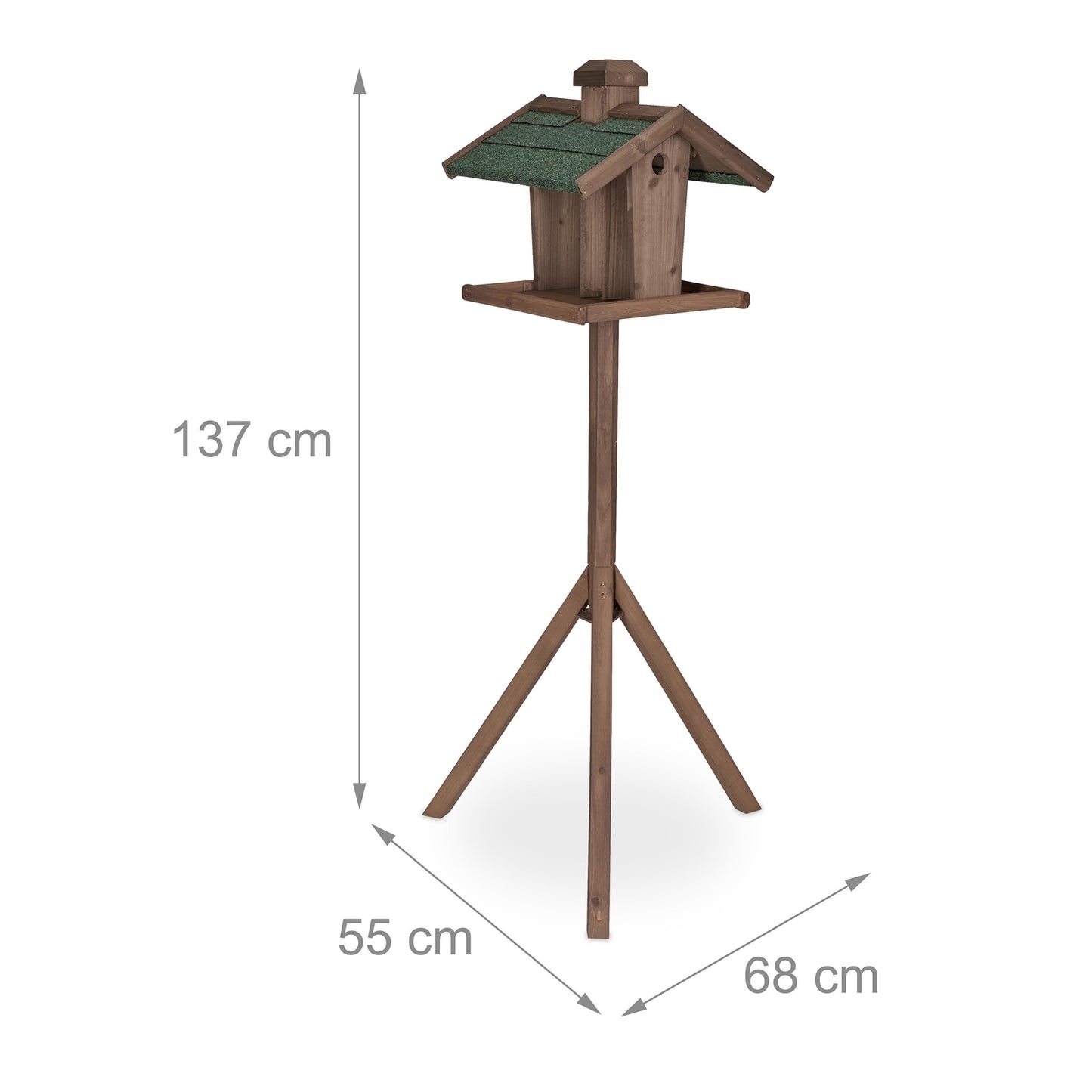 Brown bird table on pole