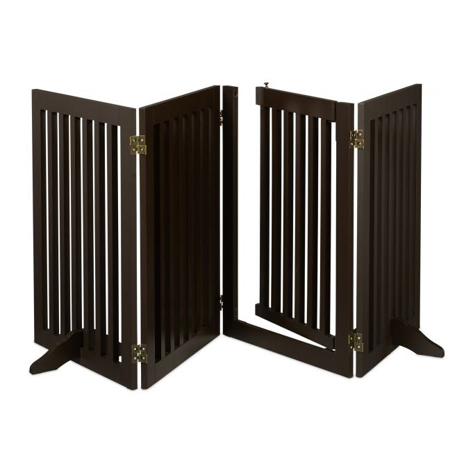 Brown security gate with door 70 cm