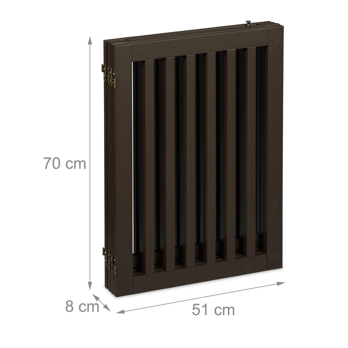Brown security gate with door 70 cm