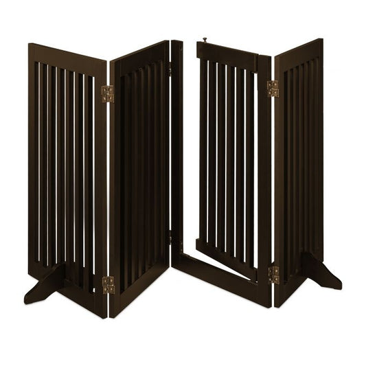 Brown security gate with door 92 cm