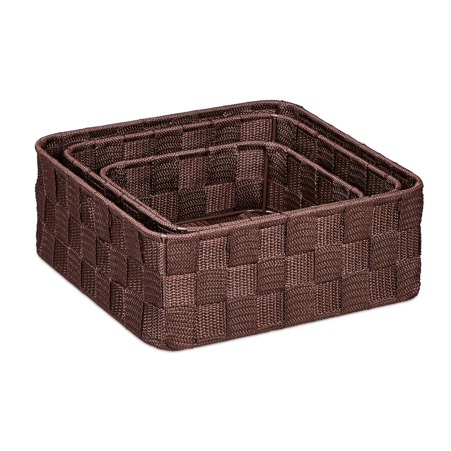 Brown storage basket set of 3