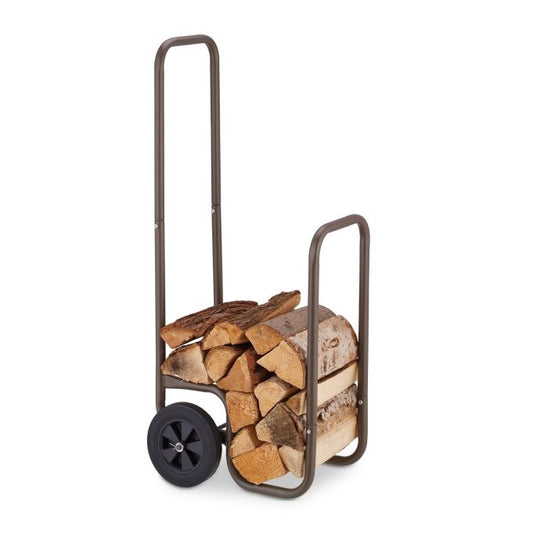 Brown wood cart with rubber tires